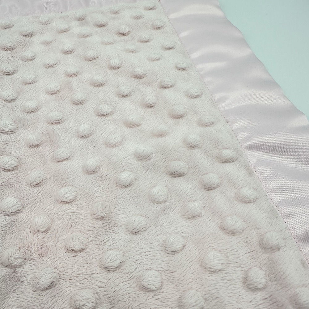 The Pat A Cake Baby Lovey Security Blanket Pink Plush Minky Dot Satin - Picture 4 of 6